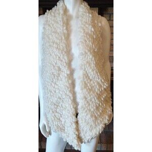 Miha Felix Nubby Ivory Wool Blend Taupe Suede Leather Back Sweater Vest Sz Small